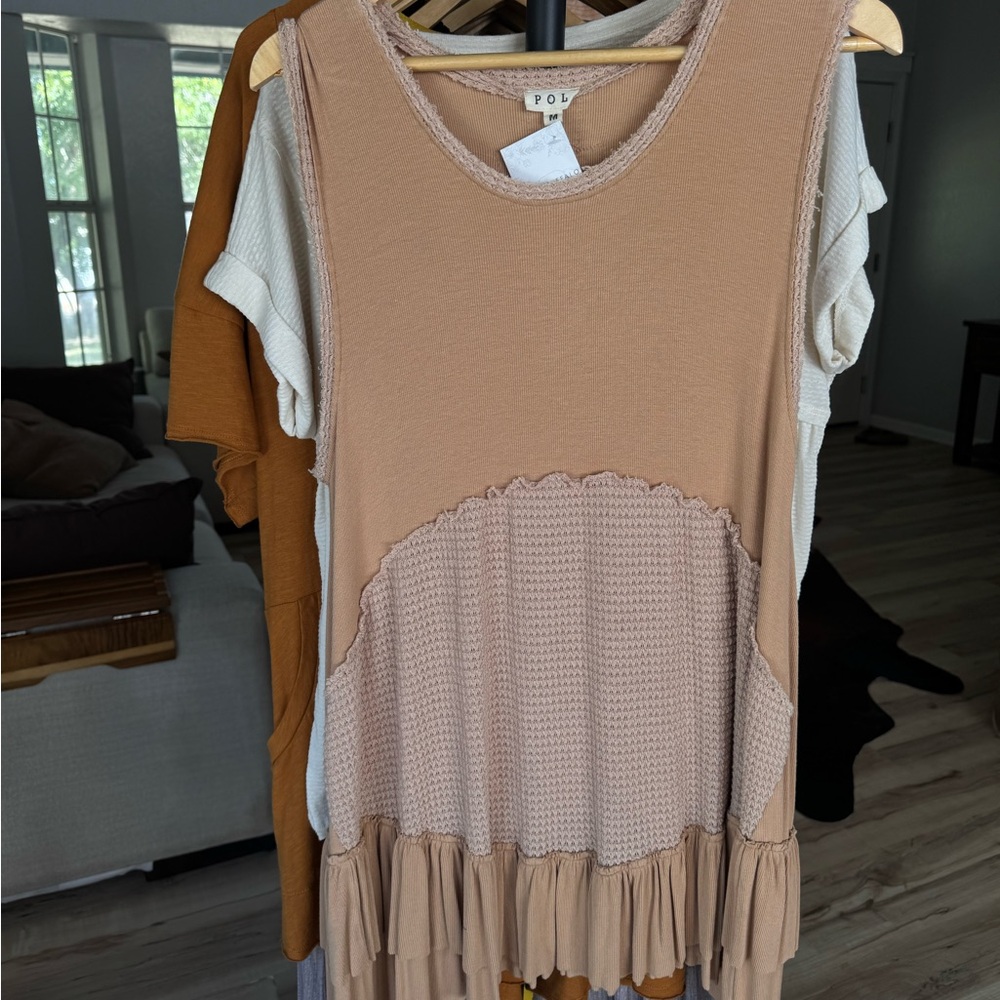Pol Thermal Babydoll Mini Dress